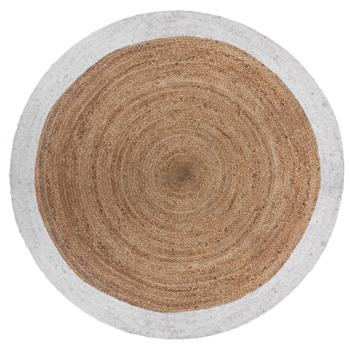 White Beige Jute Braided Round Rugfor Living Room – White handmade by LoomifyHome