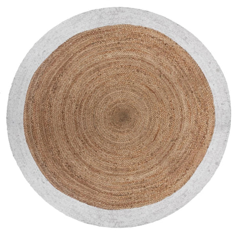 White Beige Jute Braided Round Rugfor Living Room – White handmade by LoomifyHome