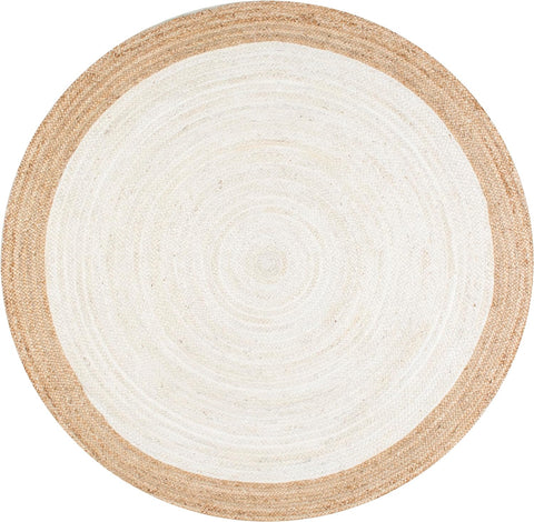 White Beige Jute Braided Round Rugfor Living Room – Craft Detail handmade by LoomifyHome