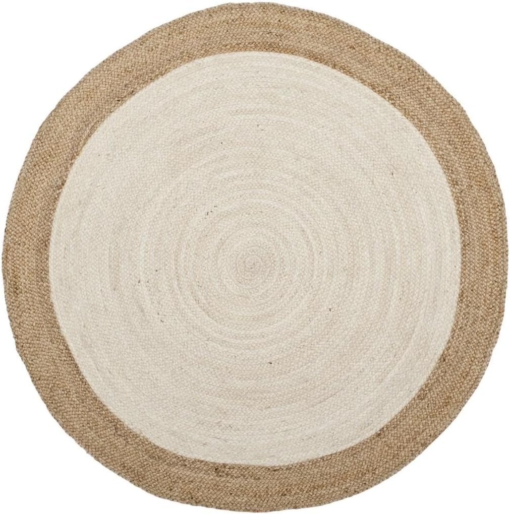 White Beige Jute Braided Round Rugfor Living Room – Craft Detail handmade by LoomifyHome