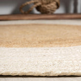 White Beige Jute Braided Round Rugfor Living Room – Craft Detail handmade by LoomifyHome