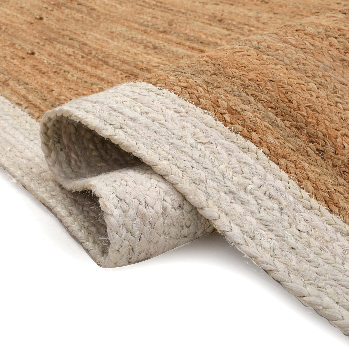 White Beige Jute Braided Runner Rugfor Living Room – 36 x 60 handmade by LoomifyHome