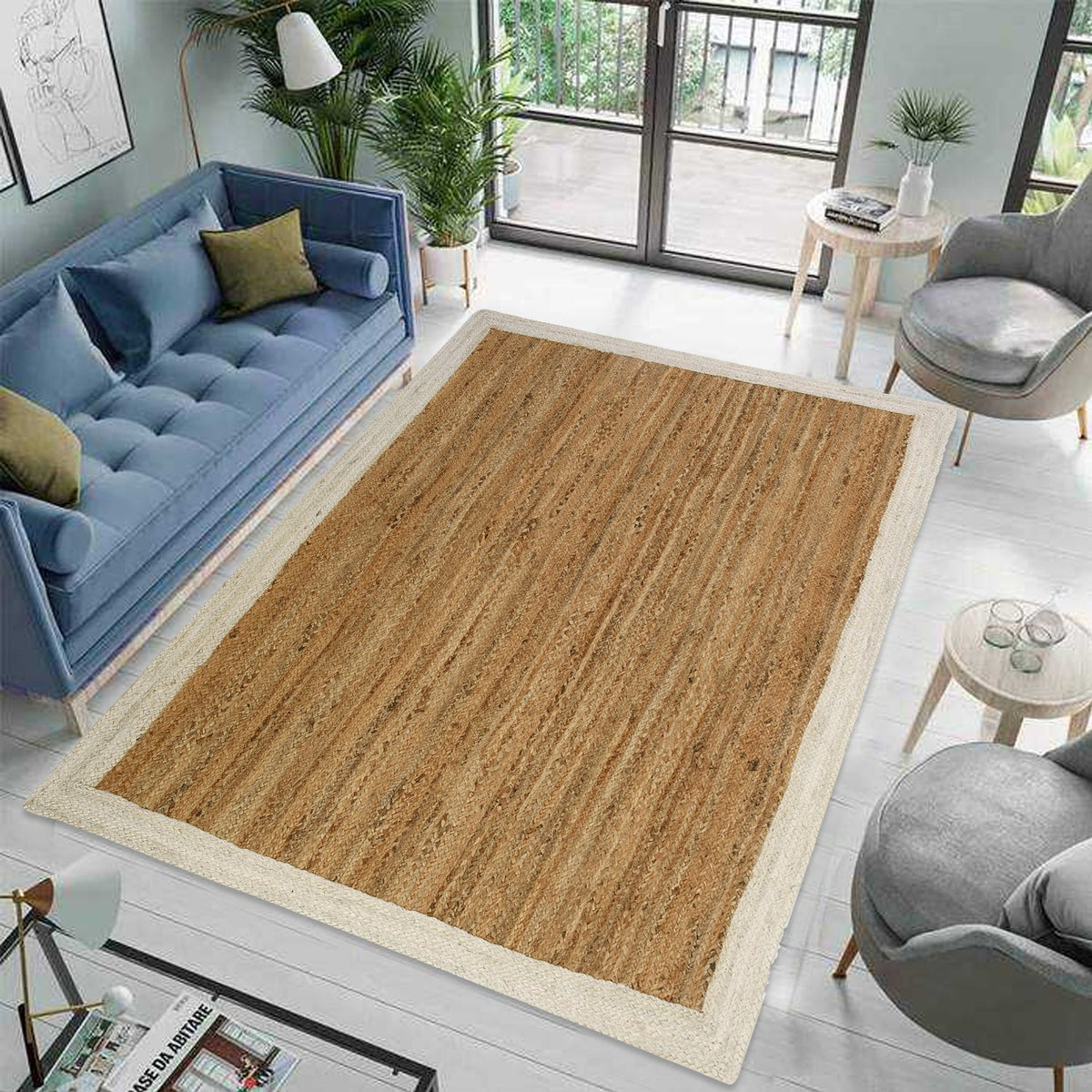 White Beige Jute Braided Runner Rugfor Living Room – 36 x 60 handmade by LoomifyHome