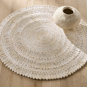 White Beige Jute Braided Round Rugfor Living Room – Market Style handmade by LoomifyHome