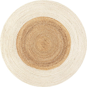 White Beige Jute Braided Round Rugfor Living Room – Artisan Style 6 handmade by LoomifyHome