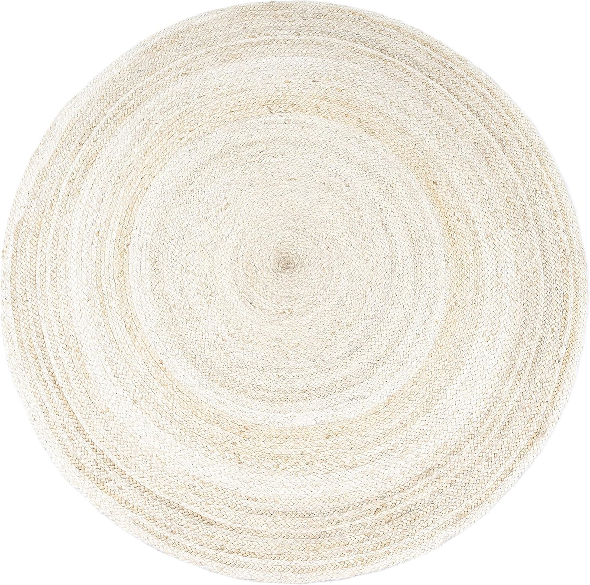 White Beige Jute Braided Round Rugfor Living Room – Reversible handmade by LoomifyHome