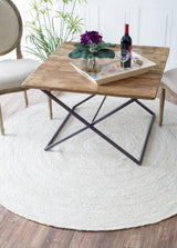 White Beige Jute Braided Round Rugfor Living Room – Reversible handmade by LoomifyHome