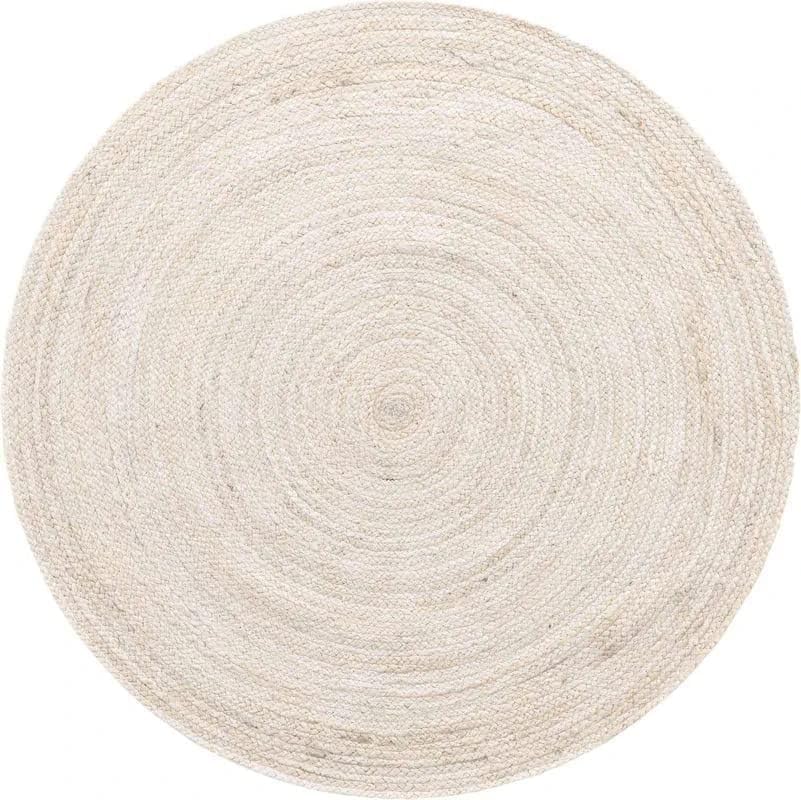 White Beige Jute Braided Round Rugfor Living Room – Reversible handmade by LoomifyHome