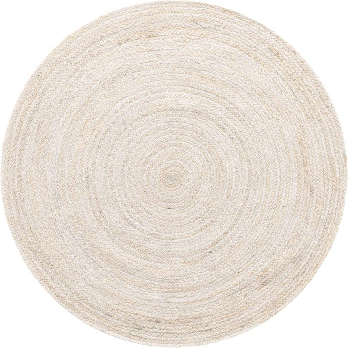 White Beige Jute Braided Round Rugfor Living Room – Reversible handmade by LoomifyHome