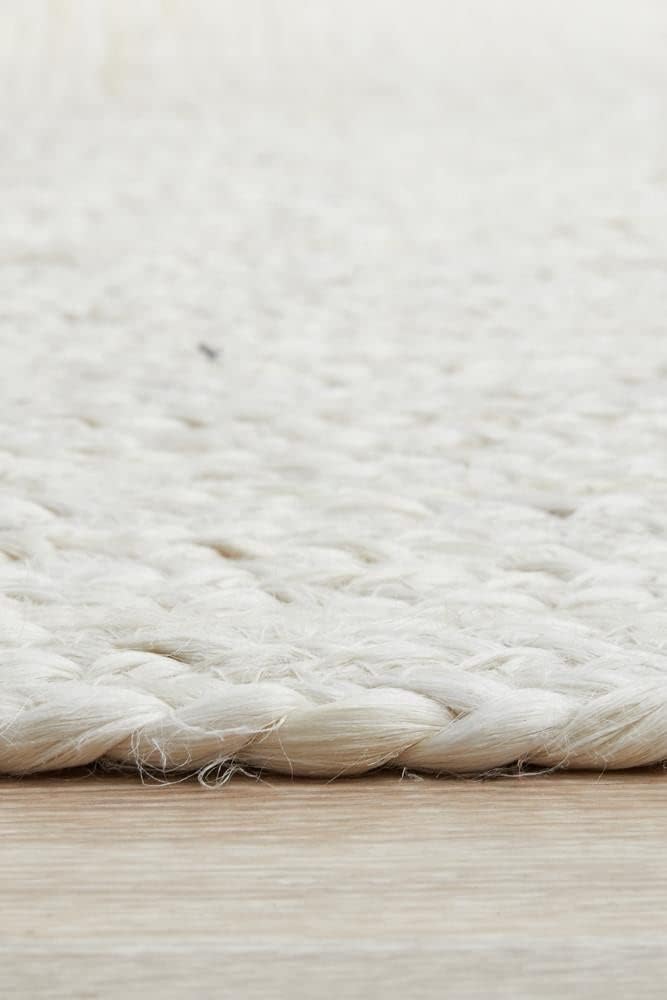 White Beige Jute Braided Round Rugfor Living Room – Reversible handmade by LoomifyHome