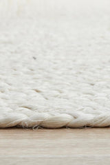 White Beige Jute Braided Round Rugfor Living Room – Reversible handmade by LoomifyHome