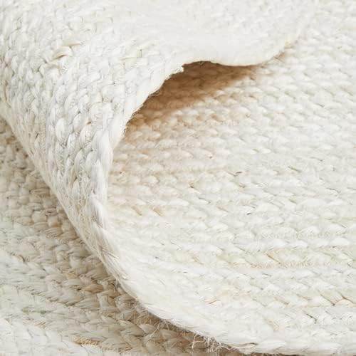 White Beige Jute Braided Round Rugfor Living Room – Reversible handmade by LoomifyHome