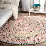 White Beige Jute Braided Round Rugfor Living Room – Beige handmade by LoomifyHome