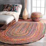 Blue Multicolor Jute Braided Runner Rugfor Living Room – Bohemian handmade by LoomifyHome