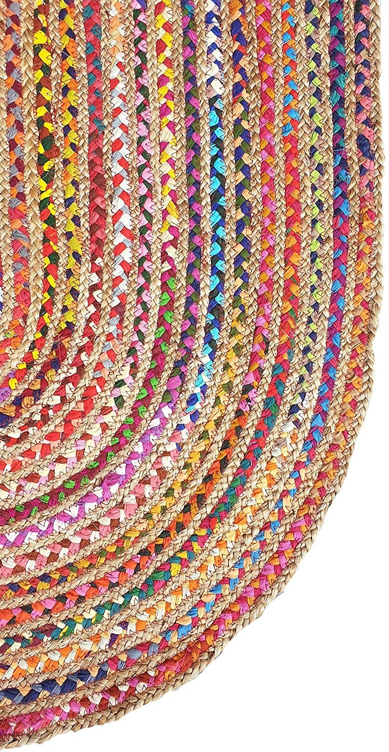 Blue Multicolor Jute Braided Runner Rugfor Living Room – Bohemian handmade by LoomifyHome
