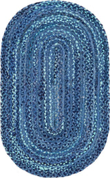 Blue Multicolor Jute Braided Oval Rugfor Living Room – 3 x 5 handmade by LoomifyHome