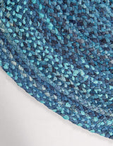 Blue Multicolor Jute Braided Oval Rugfor Living Room – 3 x 5 handmade by LoomifyHome