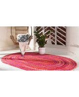 Blue Multicolor Jute Braided Oval Rugfor Living Room – 36 x 60 handmade by LoomifyHome