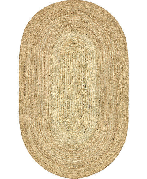 Blue Multicolor Jute Braided Oval Rugfor Living Room – 4 x 6 handmade by LoomifyHome