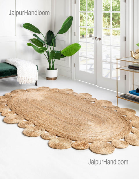 Multicolor Jute Braided Oval Rugfor Living Room – 8x10 handmade by LoomifyHome