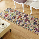 Beige Blue Jute Braided Runner Rugfor Living Room – Patchwork handmade by LoomifyHome