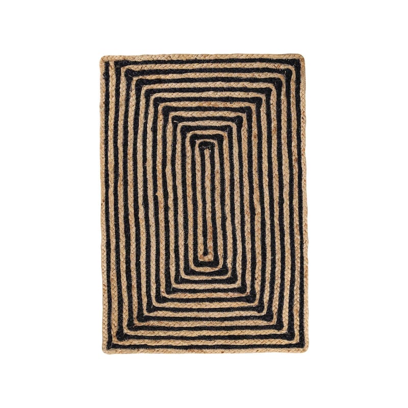 Black White Jute Braided Area Rugfor Living Room handmade by LoomifyHome
