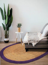 Purple Multicolor Jute Braided Oval Rugfor Living Room handmade by LoomifyHome
