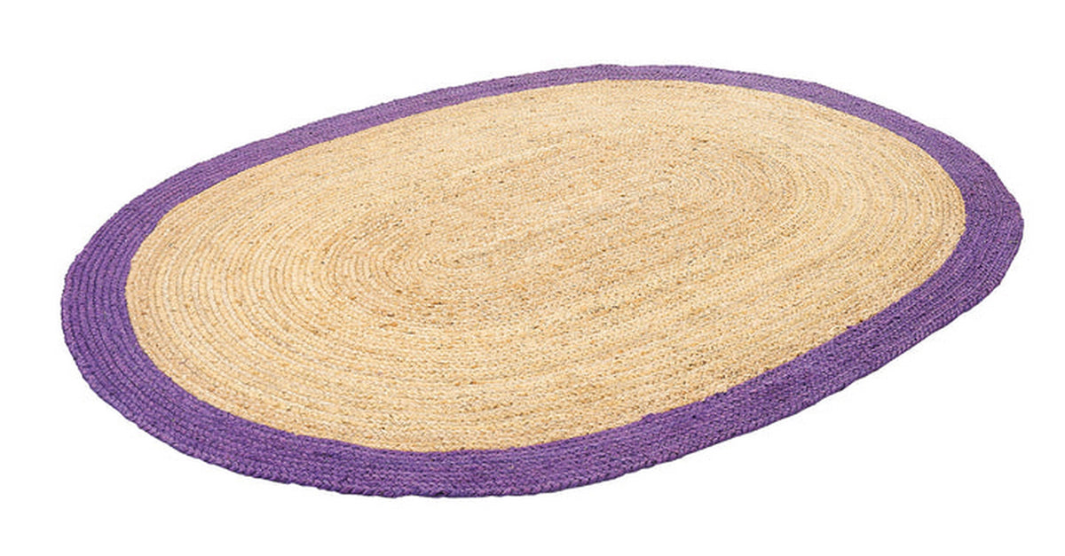 Purple Multicolor Jute Braided Oval Rugfor Living Room handmade by LoomifyHome