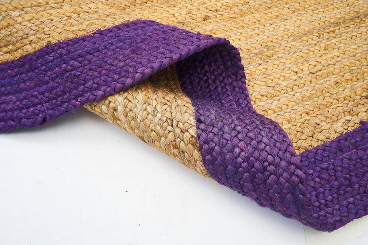 Purple Multicolor Jute Braided Oval Rugfor Living Room handmade by LoomifyHome