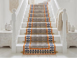 Bordered Boho Stairs Runner Rug Stair Treads Traploper  Stair Carpet treppenteppich Cotton Rug for Bedside, Entryway,