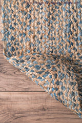 Beige Blue Jute Braided Runner Rugfor Living Room – Reversible handmade by LoomifyHome