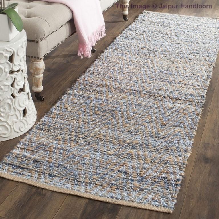 Beige Blue Jute Braided Runner Rugfor Living Room – Extra handmade by LoomifyHome
