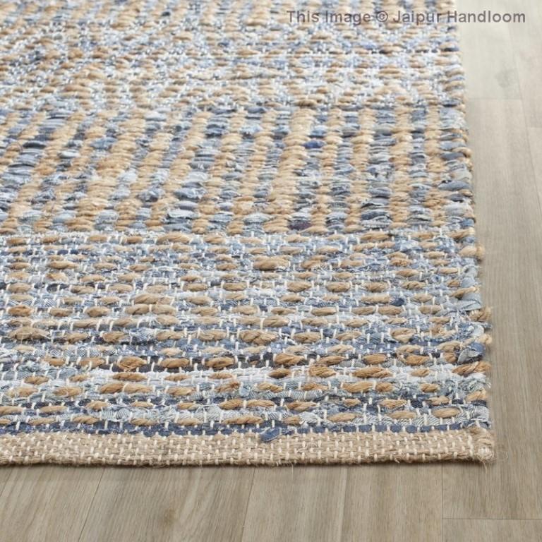 Beige Blue Jute Braided Runner Rugfor Living Room – Extra handmade by LoomifyHome