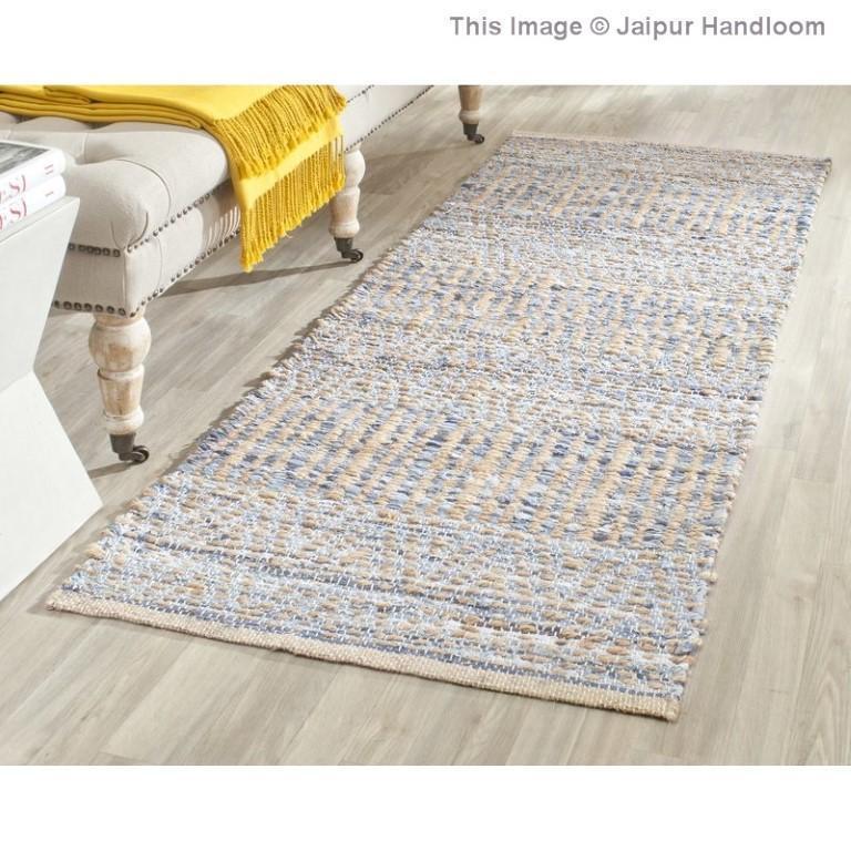 Beige Blue Jute Braided Runner Rugfor Living Room – Extra handmade by LoomifyHome