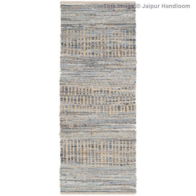 Beige Blue Jute Braided Runner Rugfor Living Room – Extra handmade by LoomifyHome