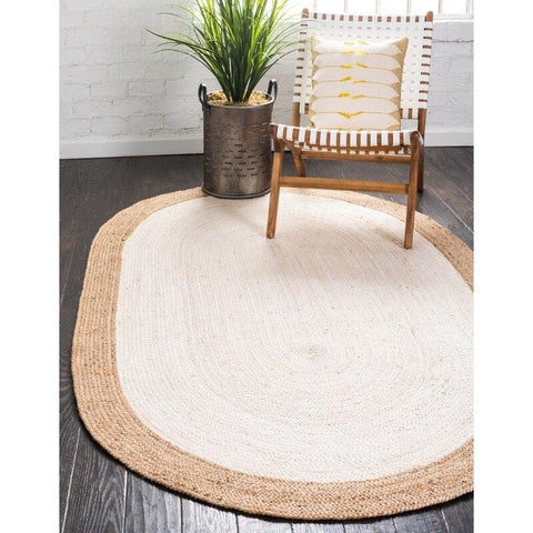 Blue Multicolor Jute Braided Oval Rugfor Living Room – 2 x 3 handmade by LoomifyHome