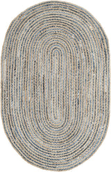 Blue Multicolor Jute Braided Oval Rugfor Living Room – 8 x 10 handmade by LoomifyHome
