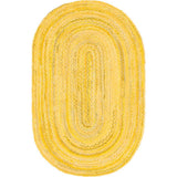 Blue Yellow Jute Braided Oval Rugfor Living Room handmade by LoomifyHome