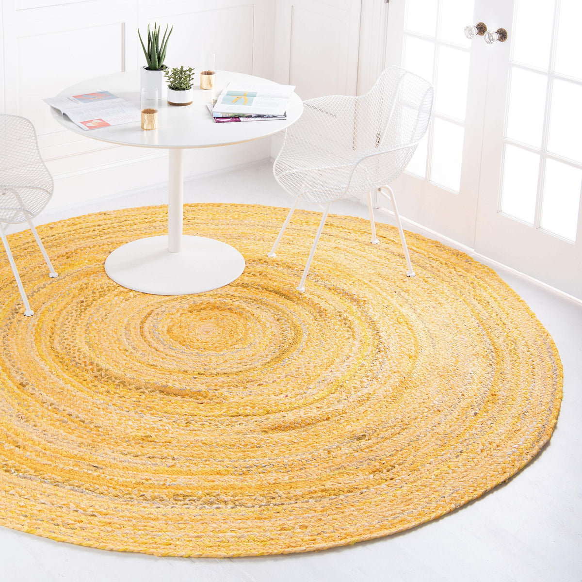 Beige Blue Jute Braided Round Rugfor Living Room – Artisan Style 26 handmade by LoomifyHome