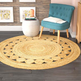 White Beige Jute Braided Round Rugfor Living Room – Carpets handmade by LoomifyHome