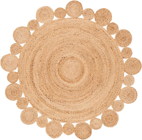 White Beige Jute Braided Round Rugfor Living Room – Artisan Style 5 handmade by LoomifyHome