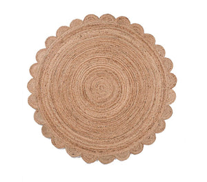 Beige Blue Jute Braided Round Rugfor Living Room – Customize handmade by LoomifyHome