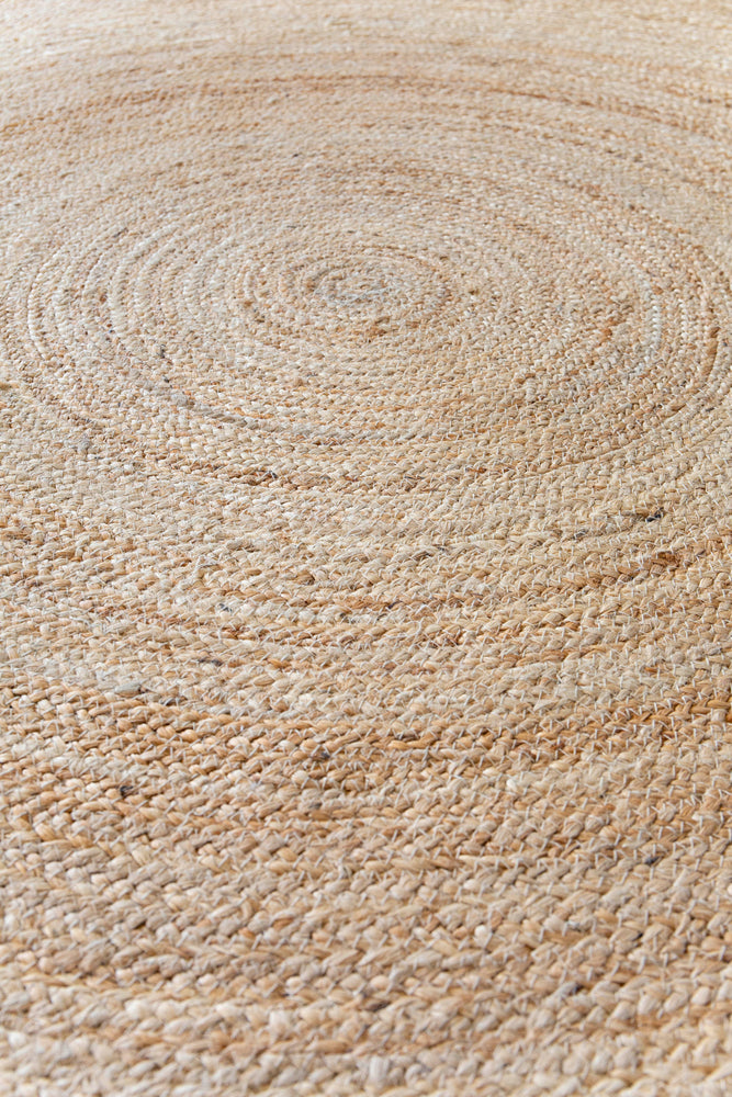 Beige Blue Jute Braided Round Rugfor Living Room – Customize handmade by LoomifyHome