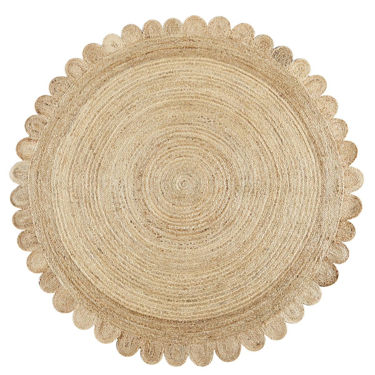 White Beige Jute Braided Round Rugfor Living Room – Circular handmade by LoomifyHome