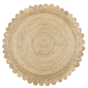 White Beige Jute Braided Round Rugfor Living Room – Circular handmade by LoomifyHome