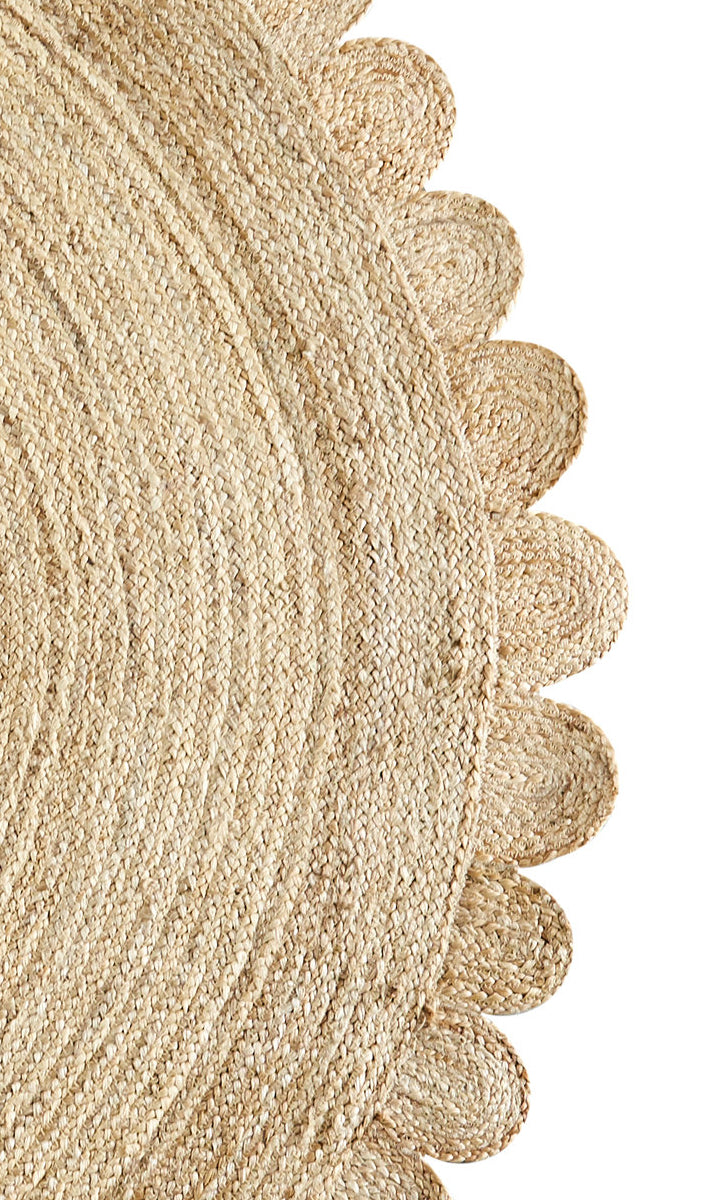 White Beige Jute Braided Round Rugfor Living Room – Circular handmade by LoomifyHome
