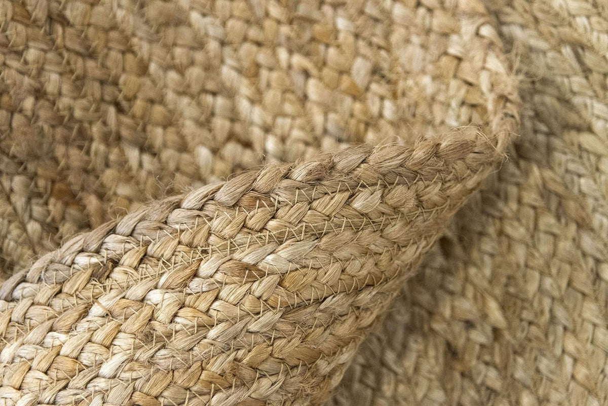 White Beige Jute Braided Round Rugfor Living Room – Circular handmade by LoomifyHome