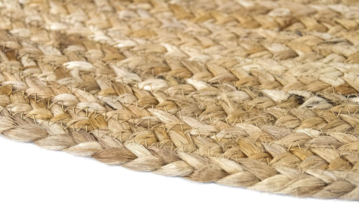 White Beige Jute Braided Round Rugfor Living Room – Circular handmade by LoomifyHome