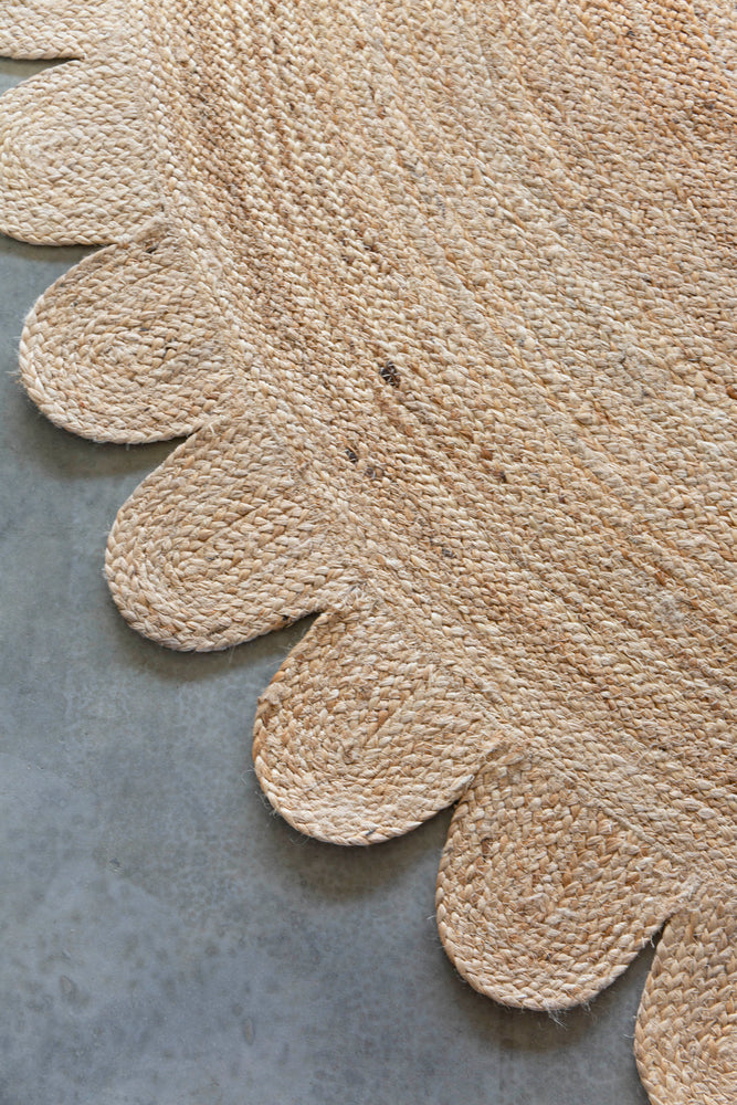 White Beige Jute Braided Round Rugfor Living Room – Circular handmade by LoomifyHome