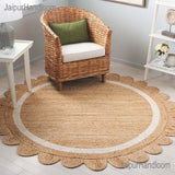 White Beige Jute Braided Doormatfor Living Room – Living Room Ready handmade by LoomifyHome